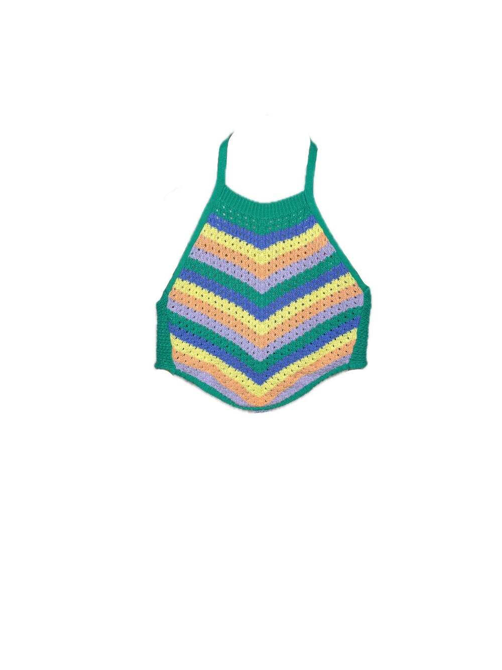Streetwear Society Rainbow Chevron Crochet Halter Crop Top